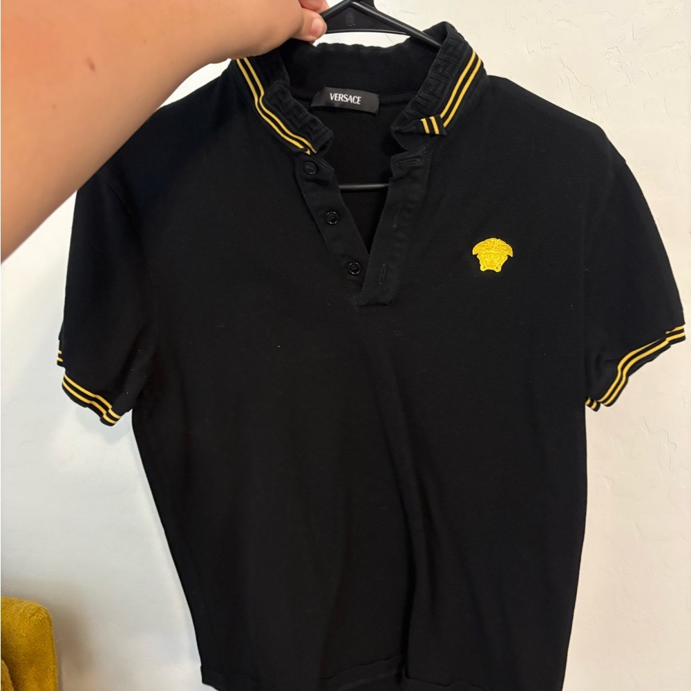 Versace Black Shirt with Yellow Detailing